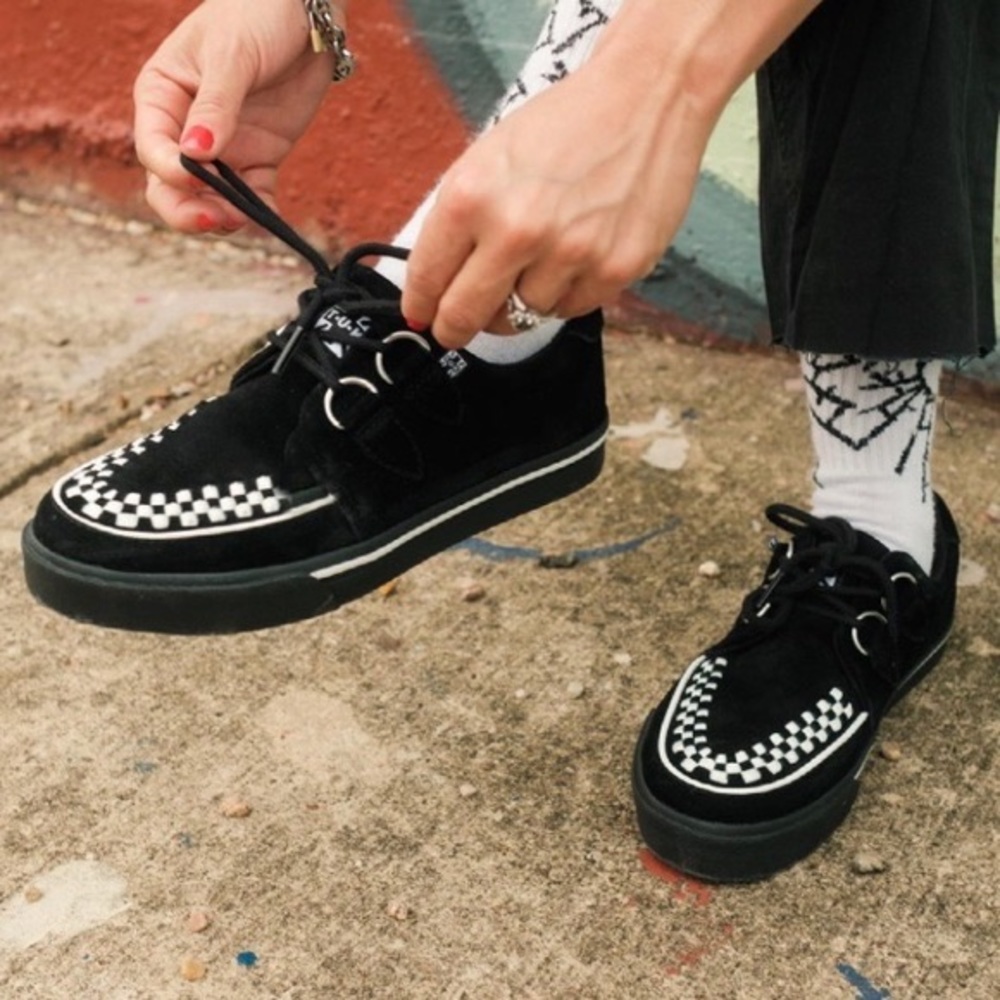 TUK Footwear Black and White Checkered Creepers